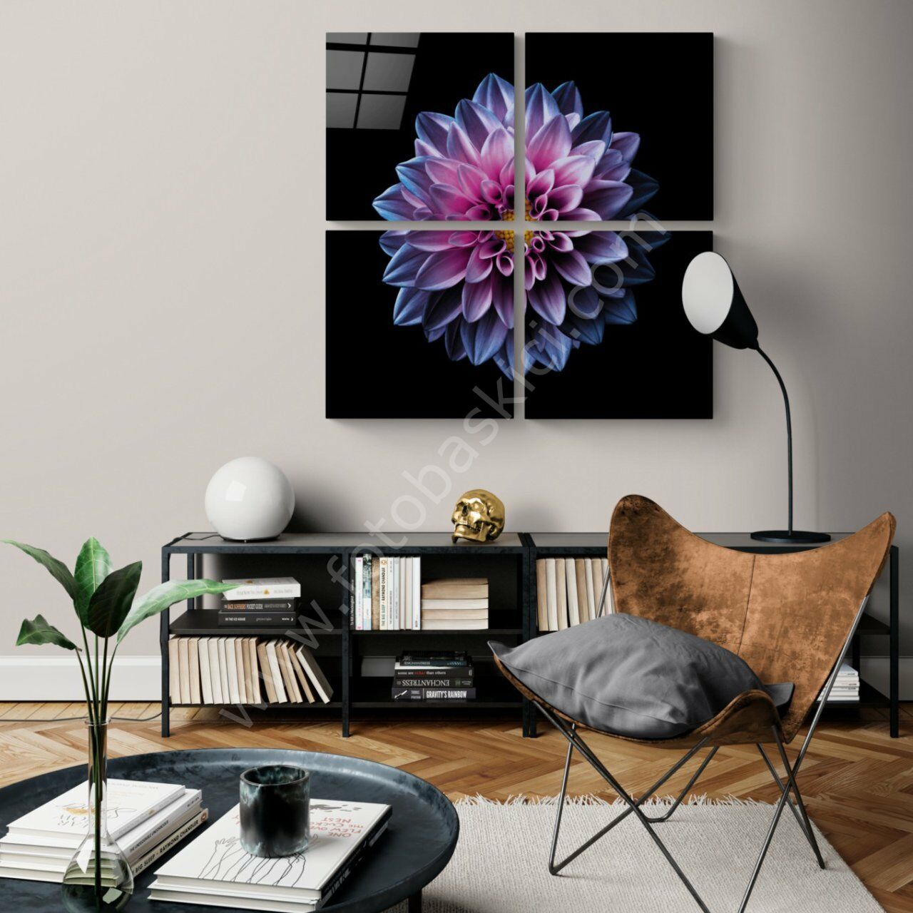 Mor Krizantem Quadro Cam Tablo