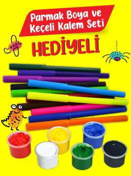 3-6 Yaş İnce Motor Becerilerini Geliştiren Parmak Boyama Kitabım Serisi (Parmak Boya ve Keçeli Kalem Seti Hediyeli)