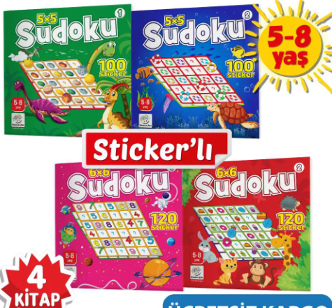 5-8 Yaş Stickerlı Sudoku Seti (Dikkat ve Zeka Geliştiren Bulmacalar Serisi, 440 Adet Çıkartma)