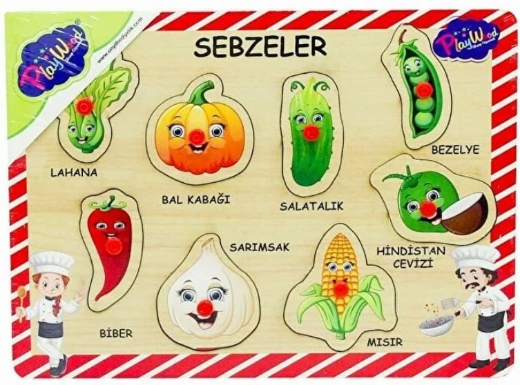 Ahşap Tutmalı Puzzle Sebzeler