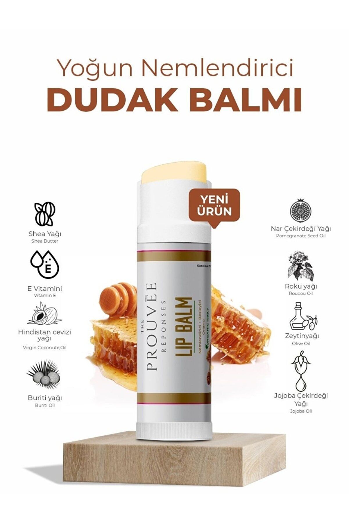 The Prouvee Reponses Bal Aromalı Organik Içerikli Dudak Bakım Kremi 5ml - Honey Lip Balm 5ml