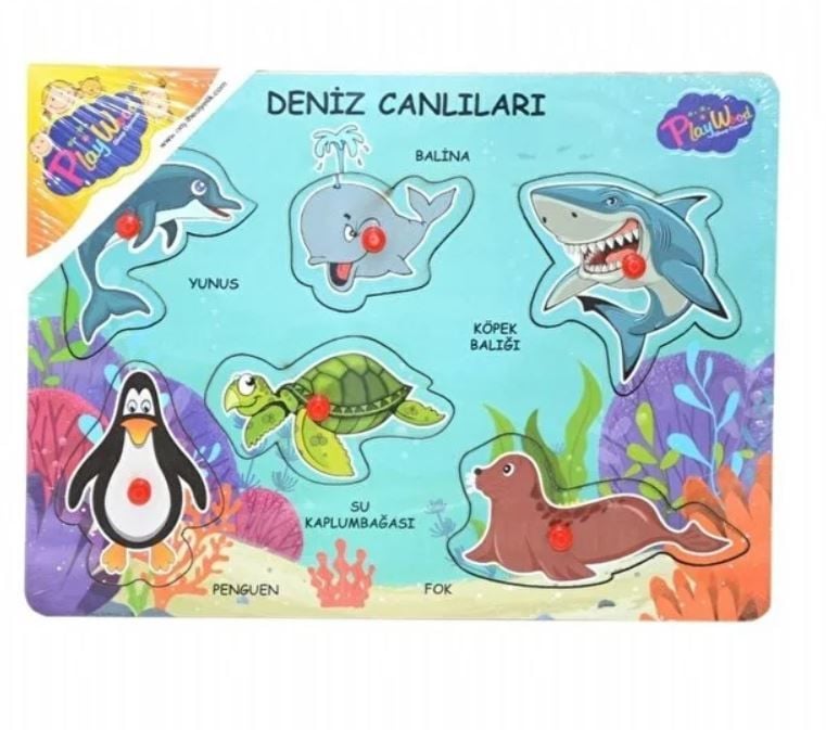 Ahşap Tutmalı Deniz Canlıları Puzzle