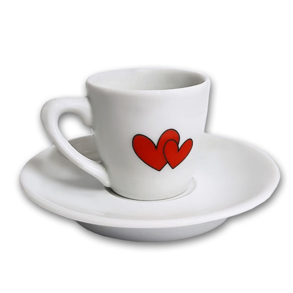 İkili Kalpli (Kırmızı) Kahve Fincanı