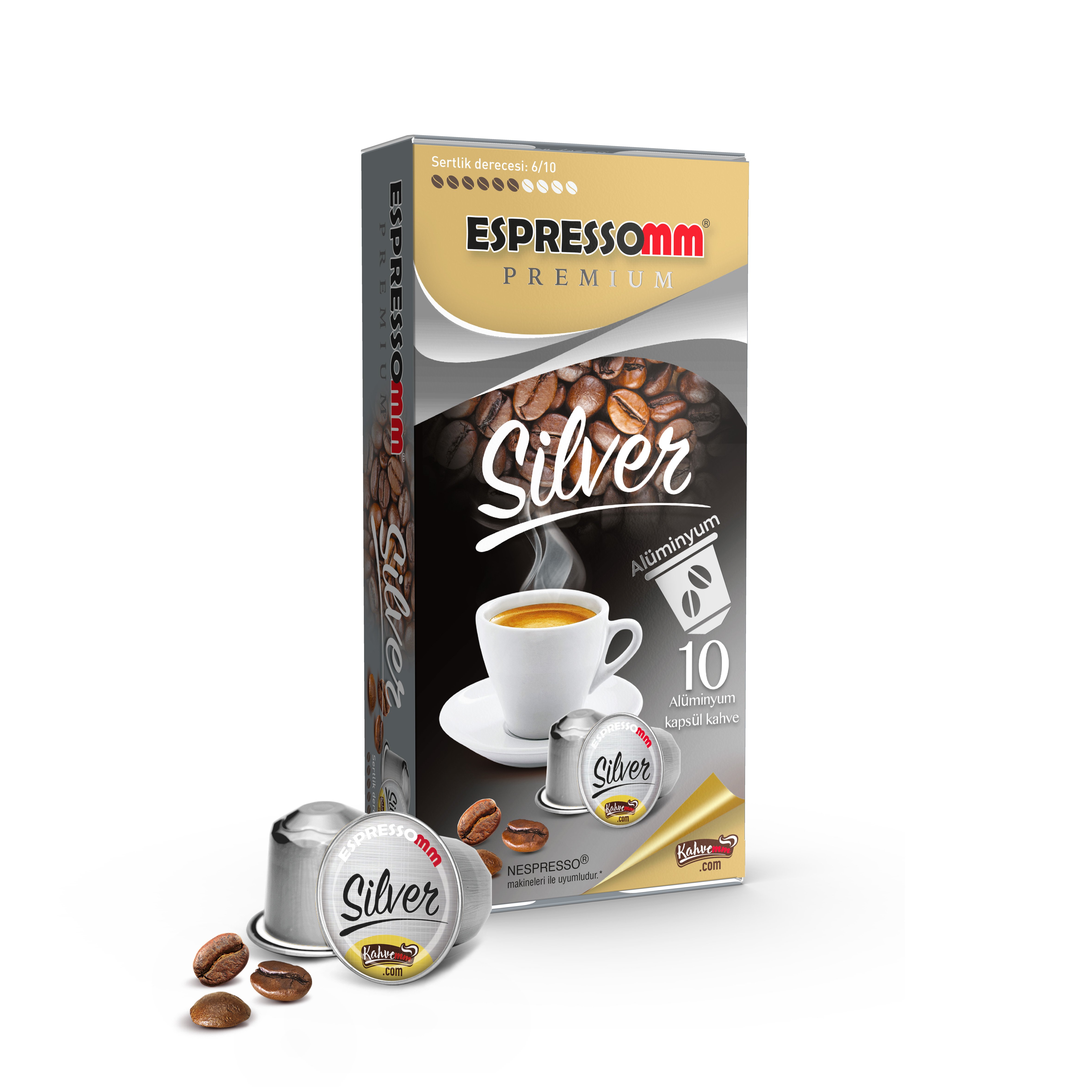 Espressomm® Premium Silver Alüminyum Kapsül Kahve (10 Adet) - Nespresso® Uyumlu*