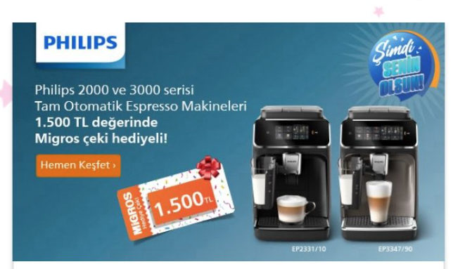 Philips EP3347/90 LatteGo 3300 Serisi   Tam Otomatik Espresso Kahve Makinesi HEDİYELİ