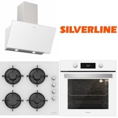 SILVERLİNE SOHO BEYAZ SET (Soho Beyaz Davlumbaz, CS5349W01 Ocak, BO6504W01 Fırın)