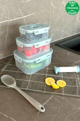 Primanova Seoul Üçlü Vakumlu Saklma Kabı+Pompa 2500ml+1300ml+600m-lSKS01-16-02