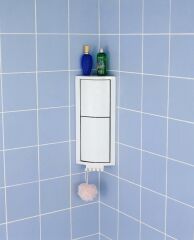 Primanova İki Gözlü Dönerli Banyo Köşe Rafı Şeffaf S-03