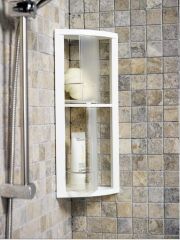 Primanova İki Gözlü Dönerli Banyo Köşe Rafı Şeffaf S-03