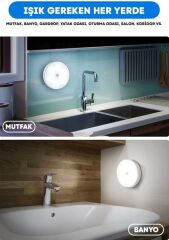 USB Şarjlı PIR Hareket Sensörlü Kızıl ötesi Gece Lambası Magnet Mıknatıslı 6000K-Beyaz-2Adet-7218