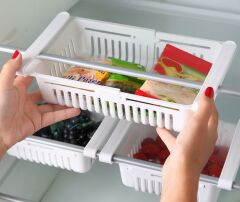 Geseus Buzdolabı Organizeri Boyu Ayarlanabilir Buzdolabı Düzenleyici-Beyaz-8125