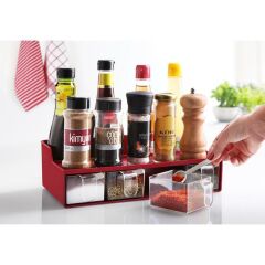 Geseus Organizer Baharatlık Düzenleyici Dört Gözlü Ölçü Kaşıklı