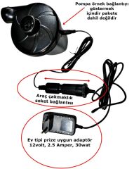 Yatak Pompa Adaptörü Çakmak Adaptörü Araç Çakmaklık Çevirici Ev Tipi 30W/2,5/12V
