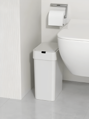 Sensörlü Otomatik Slim Çöp Kovası 9 Lt +  Duvara Asılabilir Beyaz Silikon Klozet Fırçası