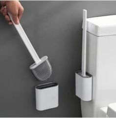 Sensörlü Otomatik Slim Çöp Kovası 9 Lt +  Duvara Asılabilir Beyaz Silikon Klozet Fırçası