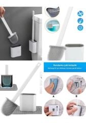 Sensörlü Otomatik Slim Çöp Kovası 9 Lt +  Duvara Asılabilir Beyaz Silikon Klozet Fırçası