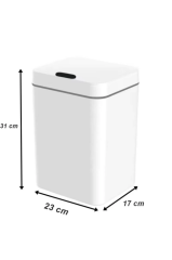 Sensörlü Otomatik Plastik Çöp Kovası 12 Litre + Duvara Asılabilir Beyaz Silikon Klozet Fırçası