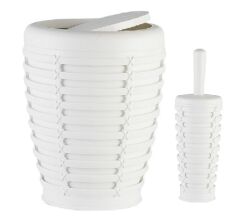 Primanova Palm Çöp Kovası ve Tuvalet Fırçası Beyaz