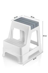 Çelik Ayna Zilkale Büyük Boy Çift Katlı Basamak Çok Amaçlı Dayanıklı Tabure Beyaz+Gri-254