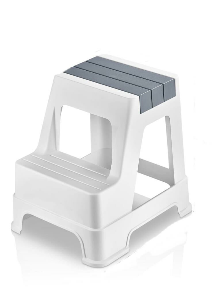 Çelik Ayna Zilkale Büyük Boy Çift Katlı Basamak Çok Amaçlı Dayanıklı Tabure Beyaz+Gri-254