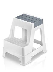 Çelik Ayna Zilkale Büyük Boy Çift Katlı Basamak Çok Amaçlı Dayanıklı Tabure Beyaz+Gri-254