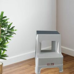 Çelik Ayna Zilkale Büyük Boy Çift Katlı Basamak Çok Amaçlı Dayanıklı Tabure Beyaz+Gri-254