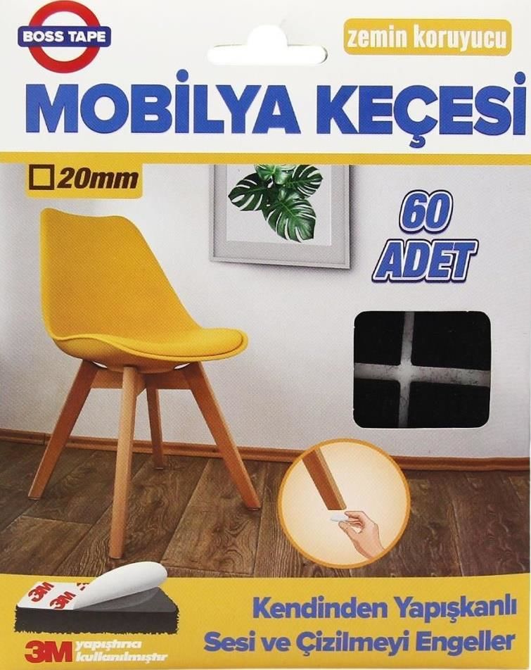 Mobilya Keçesi Sese ve Çizilmeye Son Yapışkanlı 20mmx60Ad-Kare