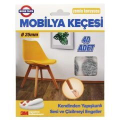 Mobilya Keçesi Sese ve Çizilmeye Son Yapışkanlı 25mmx40Ad-Yuvarlak