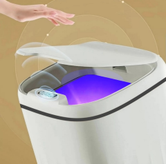 Sensörlü Çöp Kovası Antibakteriyel Uv Işıklı 20 Litre + Deterjan hazneli Beyaz Silikon Klozet Fırçası-BYS