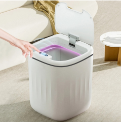 Akıllı Teknolojik Antibakteriyel Sensörlü UV Işıklı Çöp Kovası 20 Litre + Deterjan hazneli Beyaz Silikon Klozet Fırçası-BYS