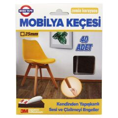 Mobilya Keçesi Sese ve Çizilmeye Son Yapışkanlı 25mmx40Ad-Kare