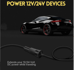 Araç Çakmak Uzatma Kablosu 12-24 Volt 16 Amper 2 X1,5 mm TTR Bakır 10 Metre-Siyah