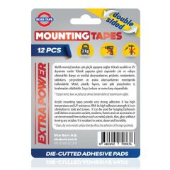 Çift Taraflı Hazır Kesilmiş Çokamaçlı Montaj Bandı 12'li