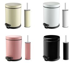 Çöp Kovası ve Tuvalet Fırçası 3 Litre Renkli İkili Set