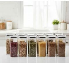 Geseus Uzun Kare Hava Geçirmez Erzak Saklama Kabı 12 Adet 3100 ML