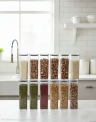 Geseus Uzun Dikdörtgen Hava Geçirmez Erzak Saklama Kabı 12 Adet 4100 ML