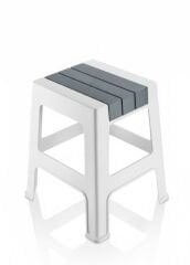 Çelik Ayna Zilkale Büyük Boy Çok Amaçlı Dayanıklı Tabure Beyaz+Gri-252