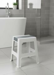 Çelik Ayna Zilkale Büyük Boy Çok Amaçlı Dayanıklı Tabure Beyaz+Gri-252