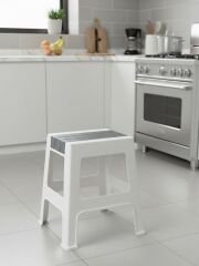 Çelik Ayna Zilkale Büyük Boy Çok Amaçlı Dayanıklı Tabure Beyaz+Gri-252