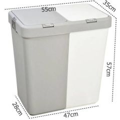 Motek Mt09 80 Litre Çift Gözlü Kirli Çamaşır Sepeti Pratik Kapaklı iki Gözlü