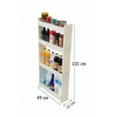 Motek Çok Amaçlı Tekerlekli Organizer Mutfak Banyo Rafı Beyaz SR-04