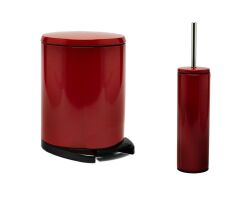 Primanova Cigo Pedallı Paslanmaz Çelik Çöp Kovası + Klozet fırçası