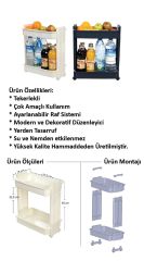 Motek Çok Amaçlı Tekerlekli Banyo Rafı Mutfak Rafı Organizer MR02