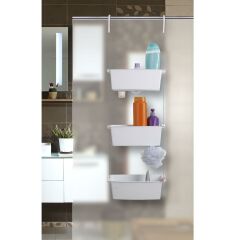 Primanova Üç Gözlü Duş Sepeti Beyaz Pratik Asılabilir Yapı N43