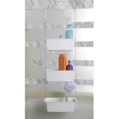 Primanova Üç Gözlü Duş Sepeti Beyaz Pratik Asılabilir Yapı N43