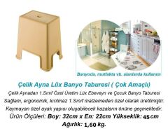 Geseus Banyo Taburesi  Büyük Boy Çok amaçlı Tabure Açık Kahve-481