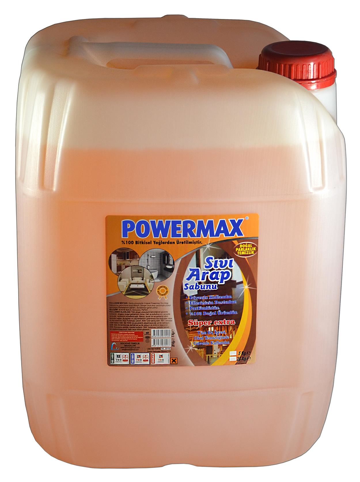 Powermax Sıvı Arap Sabunu 20KG ISO9001 Belgeli