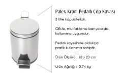 Palex Krom Pedallı Çöp Kovası 3 Litre