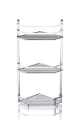 Geseus Üç Katlı Kancalı Banyo Köşe Rafı Krom  ES076 KRM