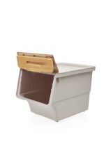 Motek Patateslik Soğanlık Tekerlekli Organızer Eşya Ve Erzak Kutusu 3x33 Lt-Mt05 Bambu+Krem